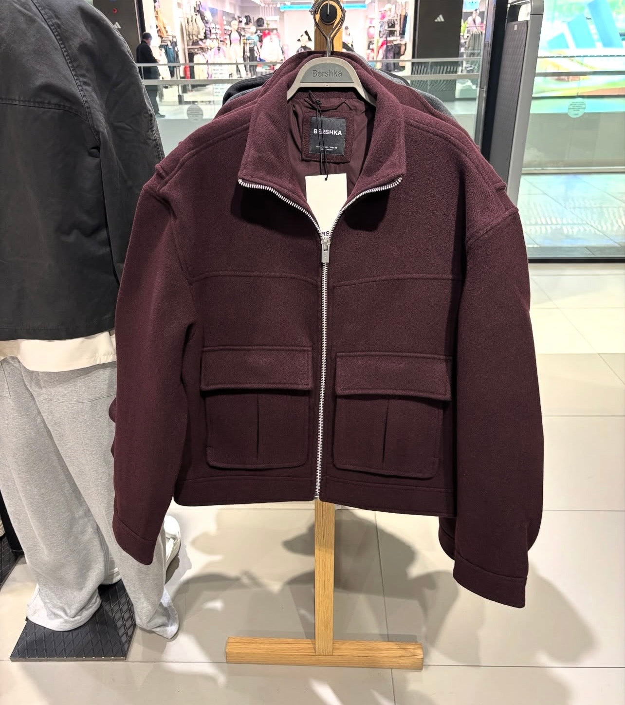 Bershka Wool Burgundy Jacket