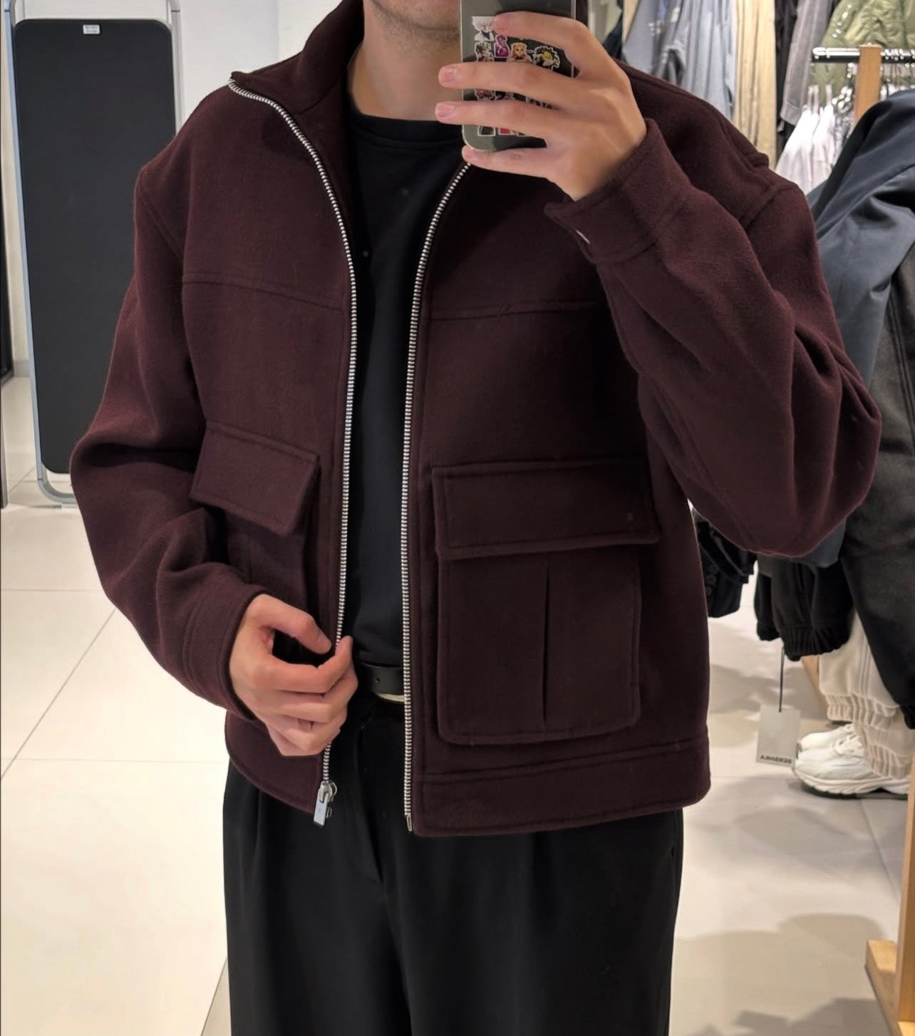 Bershka Wool Burgundy Jacket